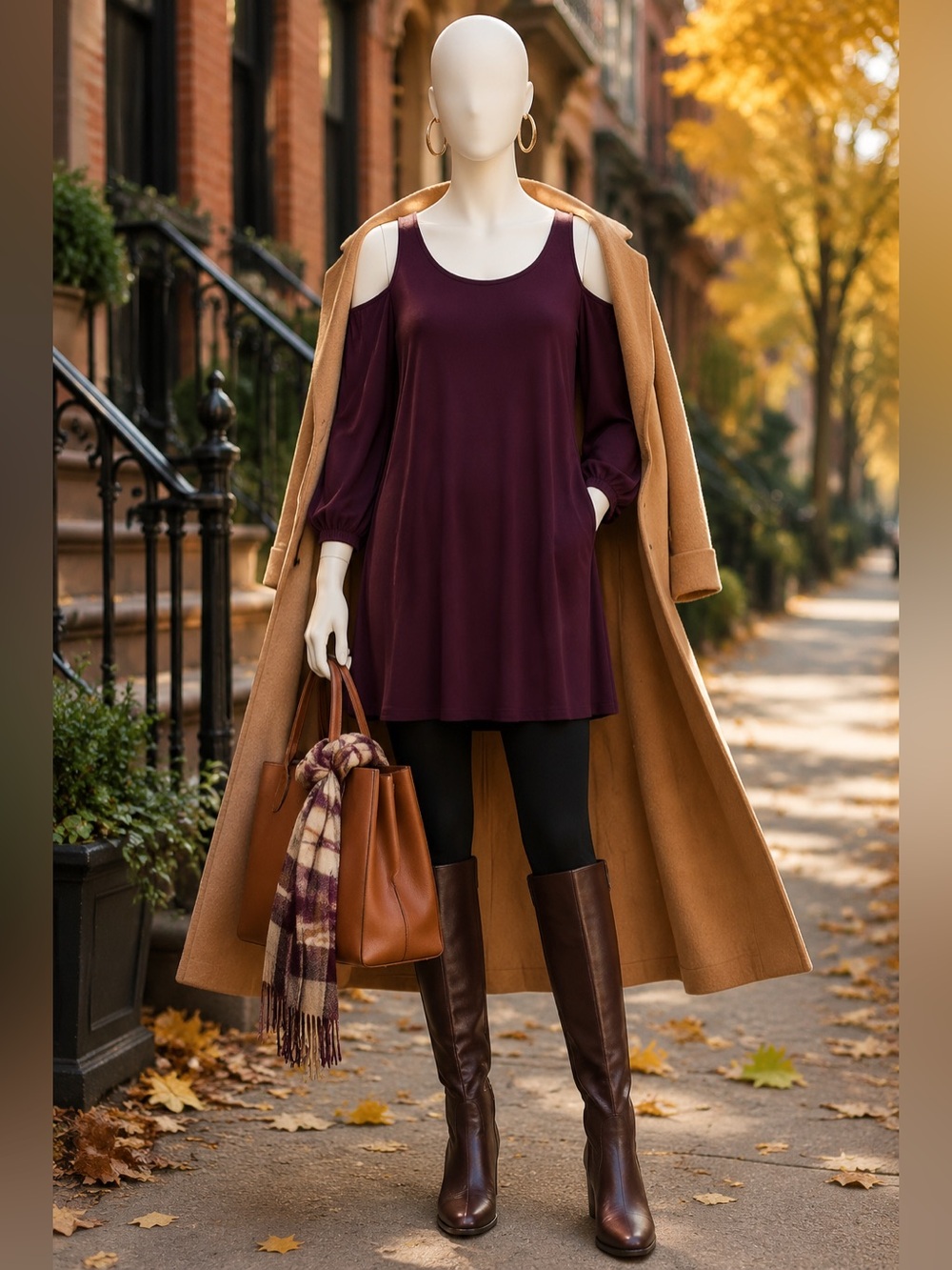 Cold-Shoulder Plum Women’s Dress